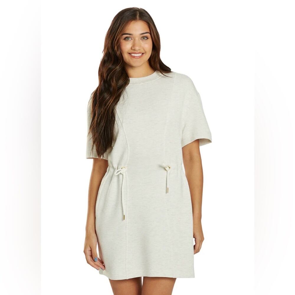Varley Dress Women S Cream Gray Maple Double Soft Short Sleeve Tennis Crew Neck
